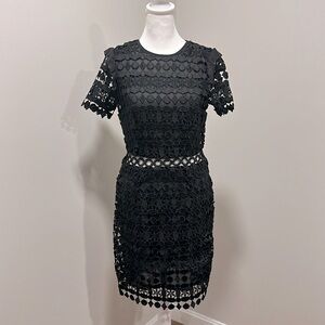 Michael Kors black crochet overlay dress